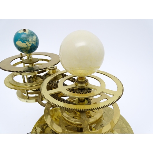 1509 - A reproduction / model electric powered orrery / tellurion clock. Approx. 14