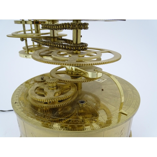 1509 - A reproduction / model electric powered orrery / tellurion clock. Approx. 14