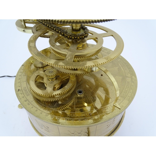 1509 - A reproduction / model electric powered orrery / tellurion clock. Approx. 14