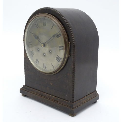 1511 - An oak cased 8 day chiming mantel clock by Gustav Becker. Approx. 14 1/2