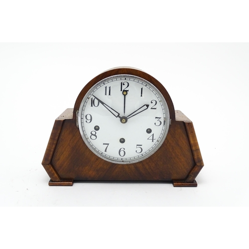 1512 - A German Art Deco walnut cased 8 day mantel clock with Westminster Chimes, by Haller. Approx. 8