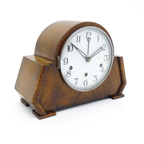 1512 - A German Art Deco walnut cased 8 day mantel clock with Westminster Chimes, by Haller. Approx. 8