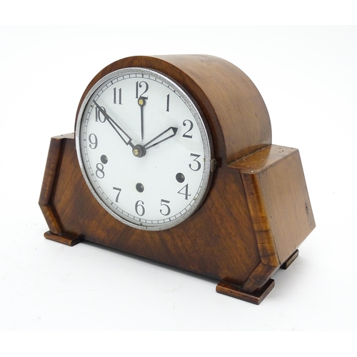 1512 - A German Art Deco walnut cased 8 day mantel clock with Westminster Chimes, by Haller. Approx. 8