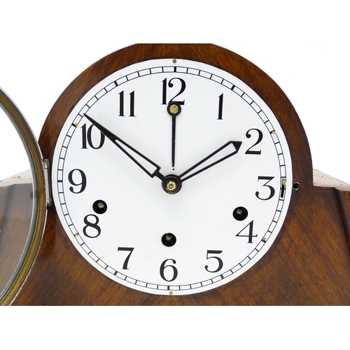 1512 - A German Art Deco walnut cased 8 day mantel clock with Westminster Chimes, by Haller. Approx. 8