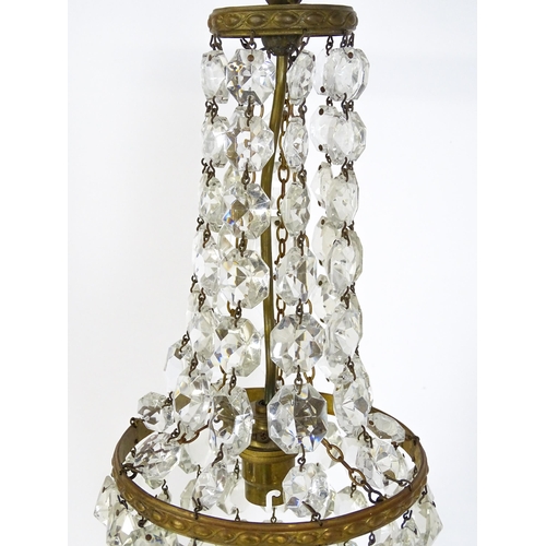 1523 - A 20thC bag light shade with lustre drops. Approx. 17