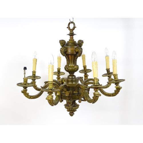 1528 - An eight branch chandelier / electrolier having caryatid and acanthus decoration in the Mazarin styl... 