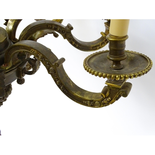 1528 - An eight branch chandelier / electrolier having caryatid and acanthus decoration in the Mazarin styl... 