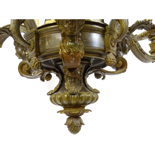 1528 - An eight branch chandelier / electrolier having caryatid and acanthus decoration in the Mazarin styl... 