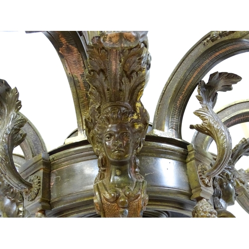 1528 - An eight branch chandelier / electrolier having caryatid and acanthus decoration in the Mazarin styl... 