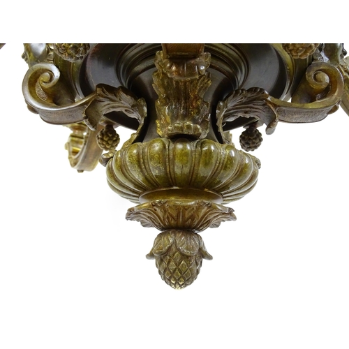 1528 - An eight branch chandelier / electrolier having caryatid and acanthus decoration in the Mazarin styl... 