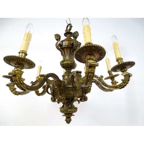 1528 - An eight branch chandelier / electrolier having caryatid and acanthus decoration in the Mazarin styl... 