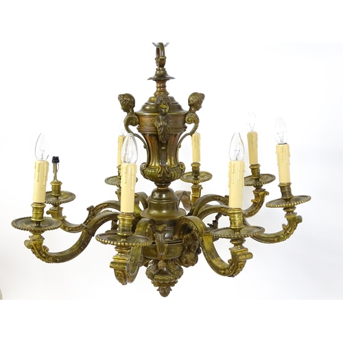 1528 - An eight branch chandelier / electrolier having caryatid and acanthus decoration in the Mazarin styl... 