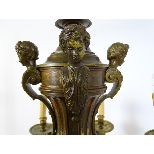 1528 - An eight branch chandelier / electrolier having caryatid and acanthus decoration in the Mazarin styl... 