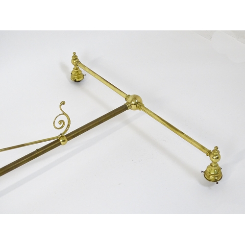 1530 - A large hanging six light brass snooker / billiard table light with scroll detail. Approx. 101