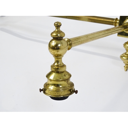 1530 - A large hanging six light brass snooker / billiard table light with scroll detail. Approx. 101