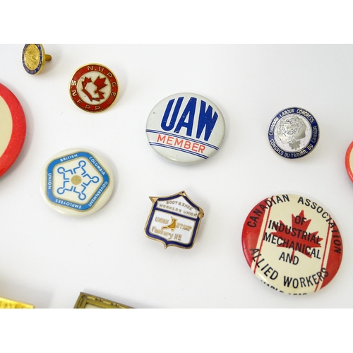 776 - Trade Union Interest: a quantity of assorted badges, pins, etc. to include National Union of Provinc... 