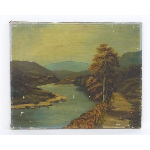 1790 - 19th century, Oil on canvas, An autumn river landscape with mountains beyond. Approx. 17