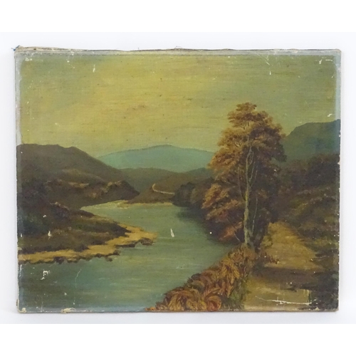 1790 - 19th century, Oil on canvas, An autumn river landscape with mountains beyond. Approx. 17