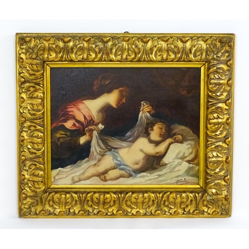 1795 - After Valerio Castello, 20th century, Oil on canvas board, Madonna of the Veil. Indistinctly signed ... 