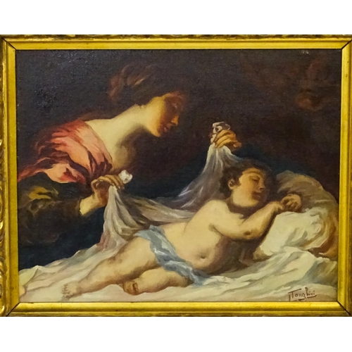 1795 - After Valerio Castello, 20th century, Oil on canvas board, Madonna of the Veil. Indistinctly signed ... 