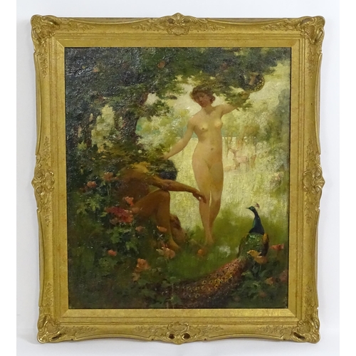 1808 - John Shapland (1865-1929), Oil on Canvas, Paradise Lost, Adam and Eve in the Garden of Eden with a s... 