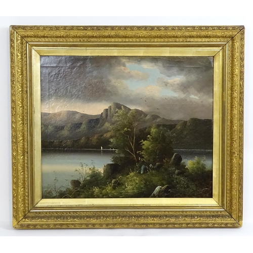 1810 - Cecil Arnold Wallinger, 19th century, Oil on canvas, A Scottish loch scene, with boats on the water ... 