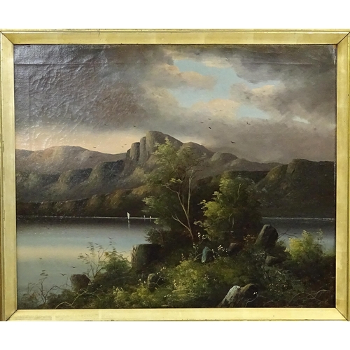 1810 - Cecil Arnold Wallinger, 19th century, Oil on canvas, A Scottish loch scene, with boats on the water ... 