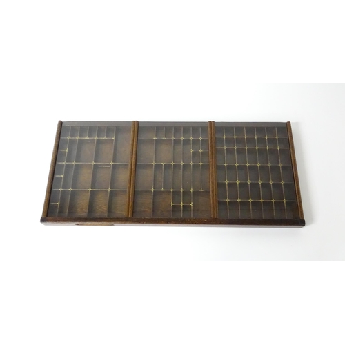 1326 - A vintage printers letterpress tray / drawer with three sliding glazed covers. Approx. 32 1/2