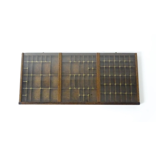 1326 - A vintage printers letterpress tray / drawer with three sliding glazed covers. Approx. 32 1/2