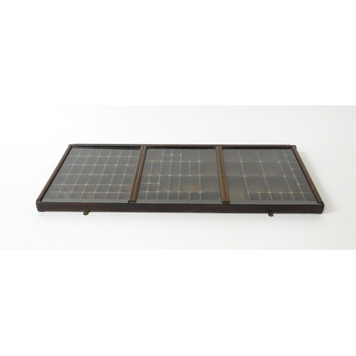 1326 - A vintage printers letterpress tray / drawer with three sliding glazed covers. Approx. 32 1/2