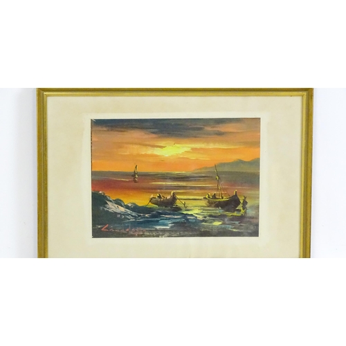 1816 - 20th century, Marine School, Oil on canvas laid on board, A pair of seascape scenes at sunrise and s... 