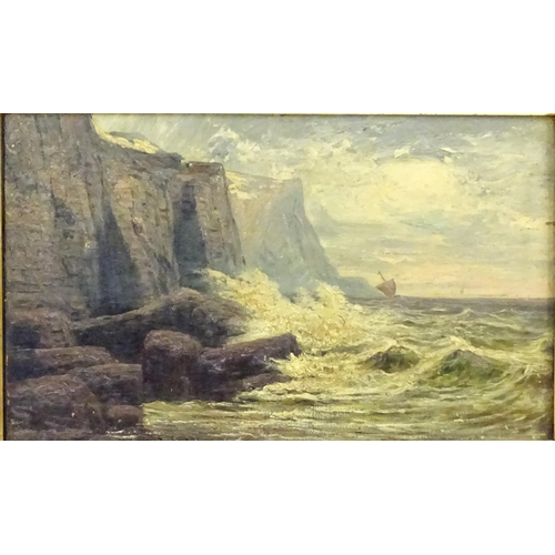 1818 - Manner of Peter Graham, 19th century, Oil on canvas, A coastal scene with crashing waves and a boat ... 