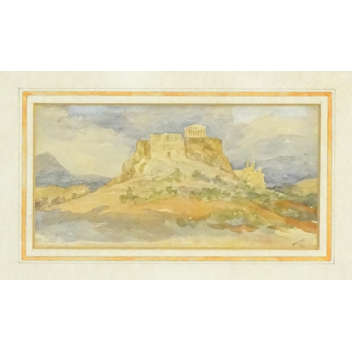 1886 - 19th century, Watercolour, A study of the Acropolis of Athens, Greece. Signed with monogram lower ri... 