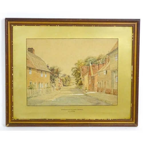 1896 - H. J. Wykes, Late 19th / Early 20th century, Watercolour, Sproughton Village, Suffolk. Ascribed to m... 