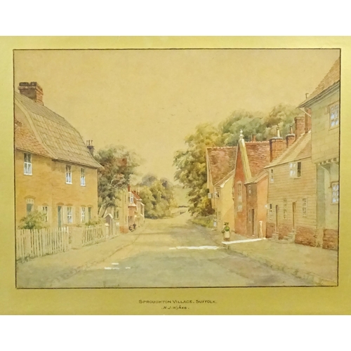 1896 - H. J. Wykes, Late 19th / Early 20th century, Watercolour, Sproughton Village, Suffolk. Ascribed to m... 