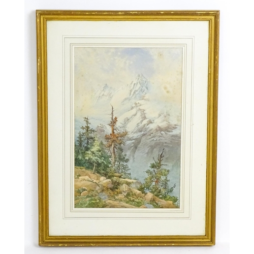 1898 - James William Garrett Smith, 19th century, Watercolour, View of Mont Blanc, Piedmont. Ascribed and t... 