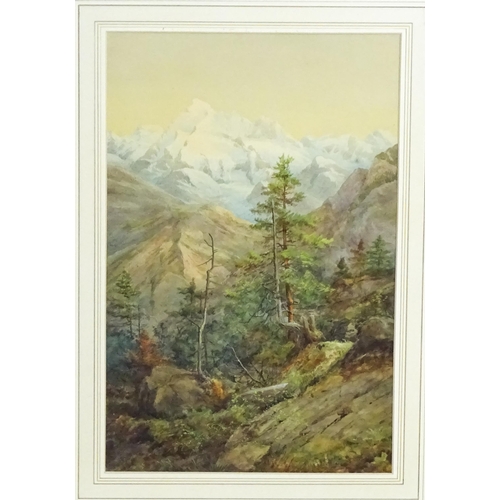 1899 - James William Garrett Smith, 19th century, Watercolour, View of the Mischabelhorner, near the Belalp... 