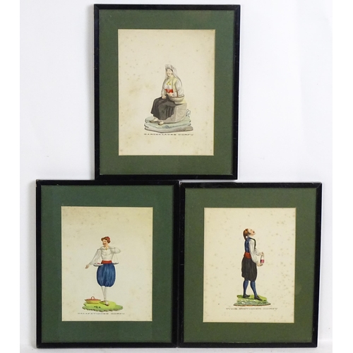 1904 - Late 18th / early 19th century, Continental School, Watercolours, Three studies of Corfu (Greece) st... 