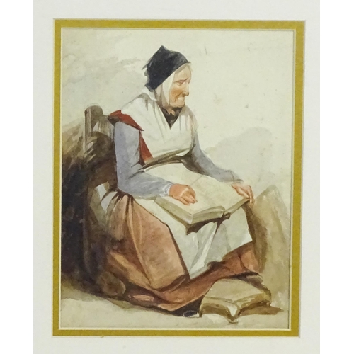 1905 - Early 20th century, Watercolour, A portrait of a seated lady reading. Ascribed verso George Mawley. ... 