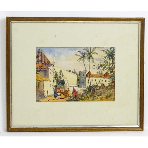 1912 - 19th century, Watercolour, An Indian street scene with figures and animals in the Parell (Parel) Roa... 