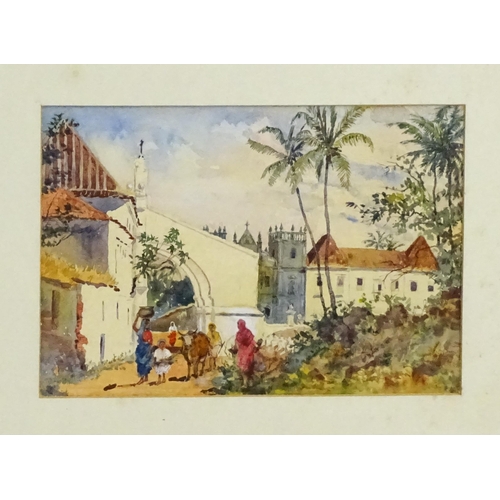 1912 - 19th century, Watercolour, An Indian street scene with figures and animals in the Parell (Parel) Roa... 