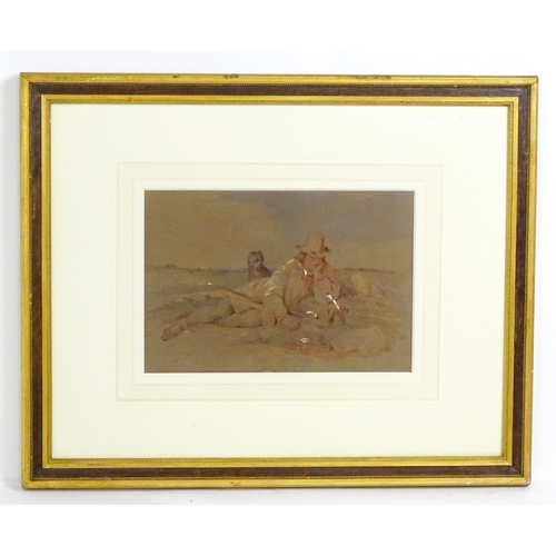 1916 - Robert Richard Scanlan (1801-1876), Watercolour, A shepherd wearing a Tyrolian style hat resting in ... 