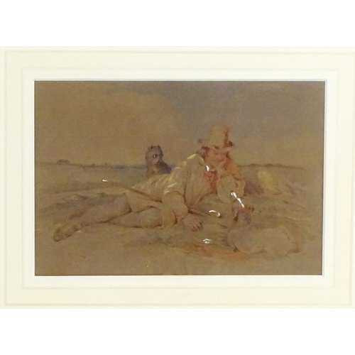 1916 - Robert Richard Scanlan (1801-1876), Watercolour, A shepherd wearing a Tyrolian style hat resting in ... 