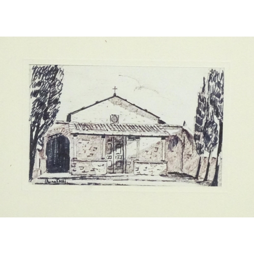 1950 - Urano Rossi, 20th century, Ink on paper, A study of Santa Maria delle Grazie al Calcinaio, Cortona, ... 