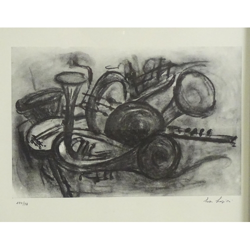 1971 - 20th century, Limited edition prints, A still life composition with trumpets, and A portrait of a yo... 