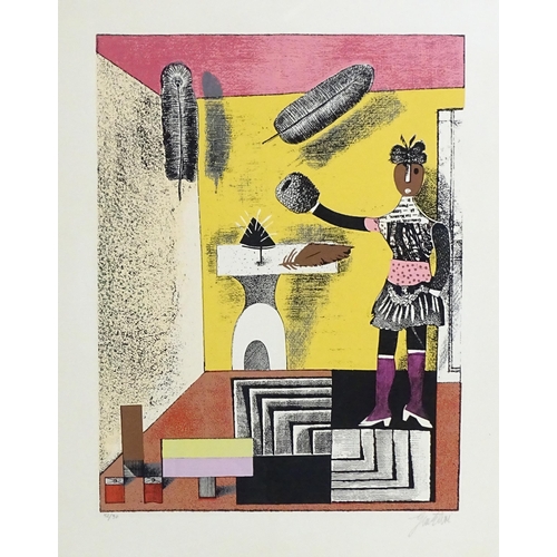 1974 - Franco Gentilini (1909-1981), Italian School, Limited edition lithograph, Interno con Figuro / The L... 