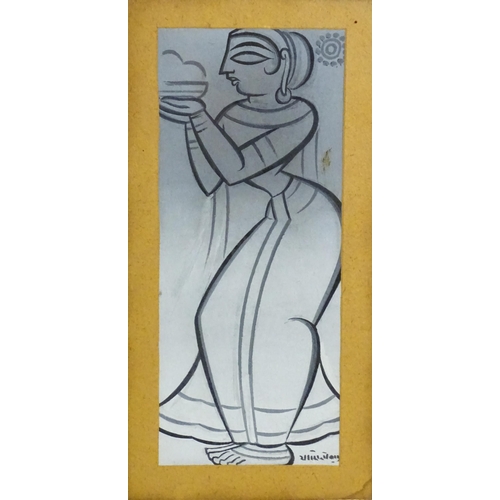 1983 - Jamini Roy (1887-1972), Indian School, Tempera on handmade paper, A pair, one depicting a dancing la... 