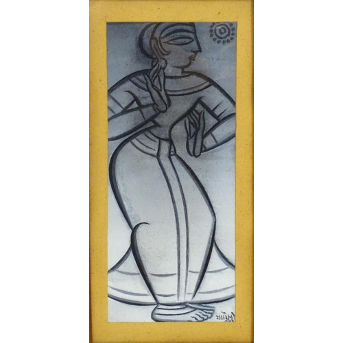 1983 - Jamini Roy (1887-1972), Indian School, Tempera on handmade paper, A pair, one depicting a dancing la... 