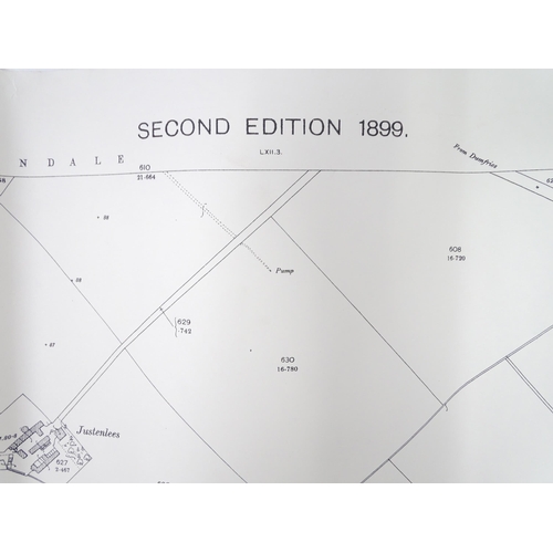 15 - Two 1899 1:2500 Ordnance Survey maps, Dumfriesshire , Scotland area, depicting Newbie Castle and the... 