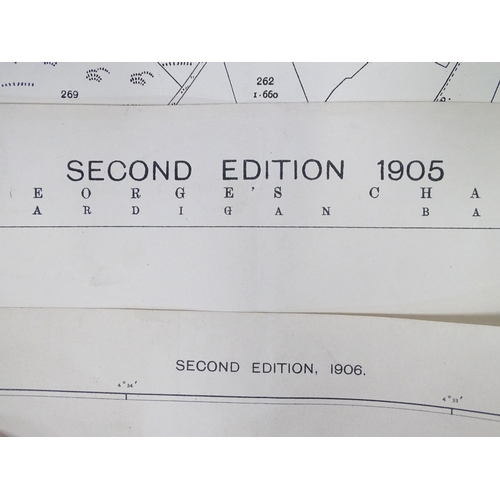 16 - A quantity of early 20thC 1:2500 Ordnance Survey maps, area of Aberporth , Cardigan (Ceredigion), Wa... 